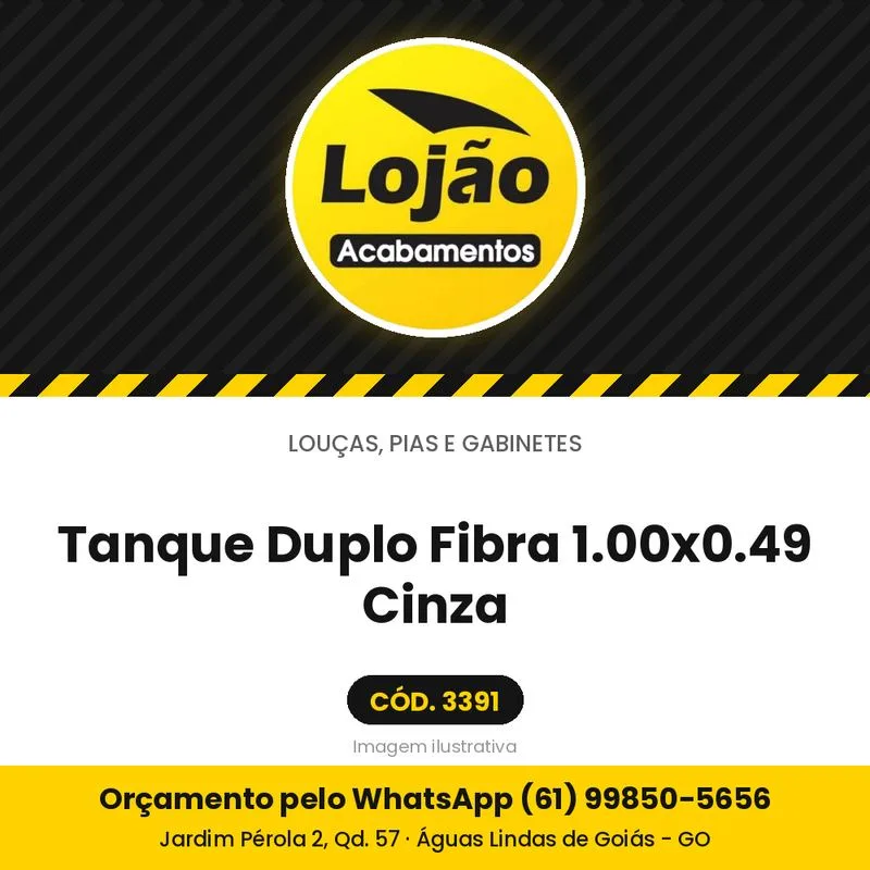 Tanque Duplo Fibra 1.00x0.49 Cinza