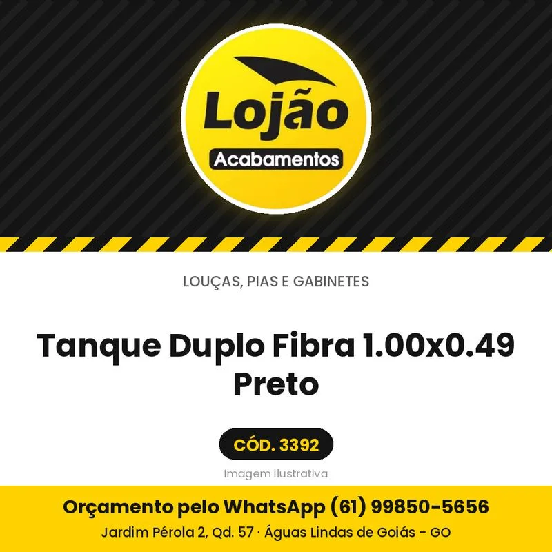 Tanque Duplo Fibra 1.00x0.49 Preto