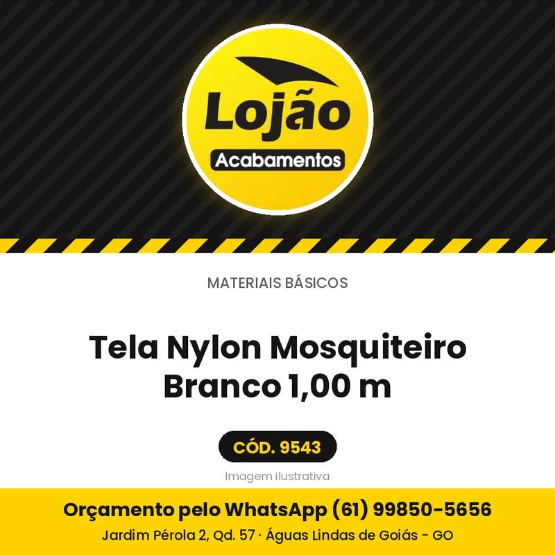 Tela Nylon Mosquiteiro Branco 1,00 m