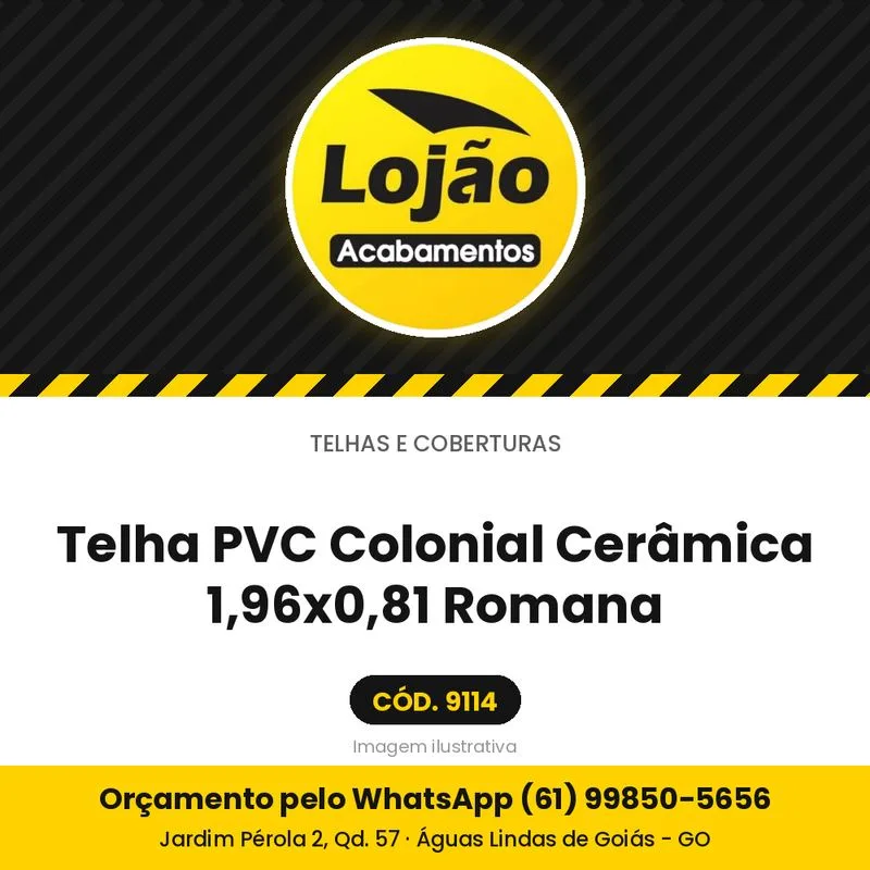 Telha PVC Colonial Cerâmica 1,96x0,81 Romana