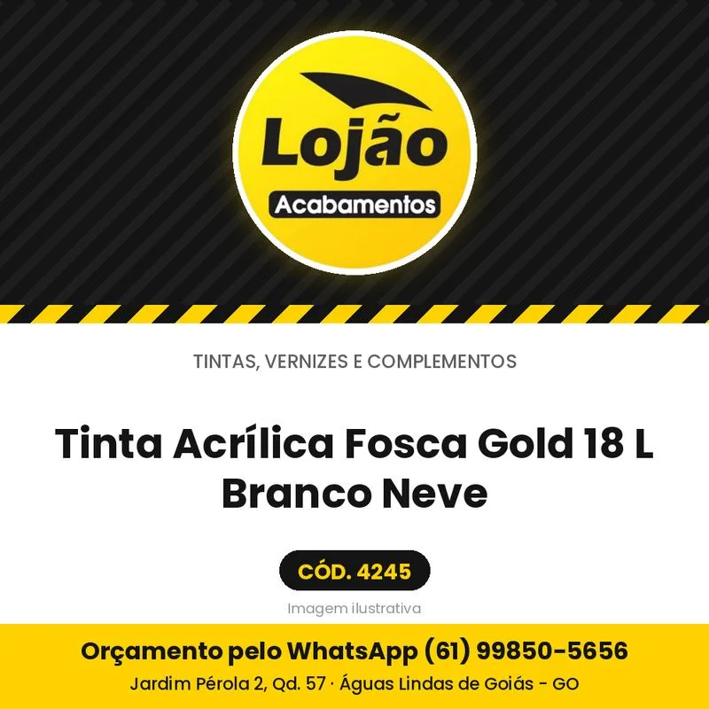 Tinta Acrílica Fosca Gold 18 L Branco Neve