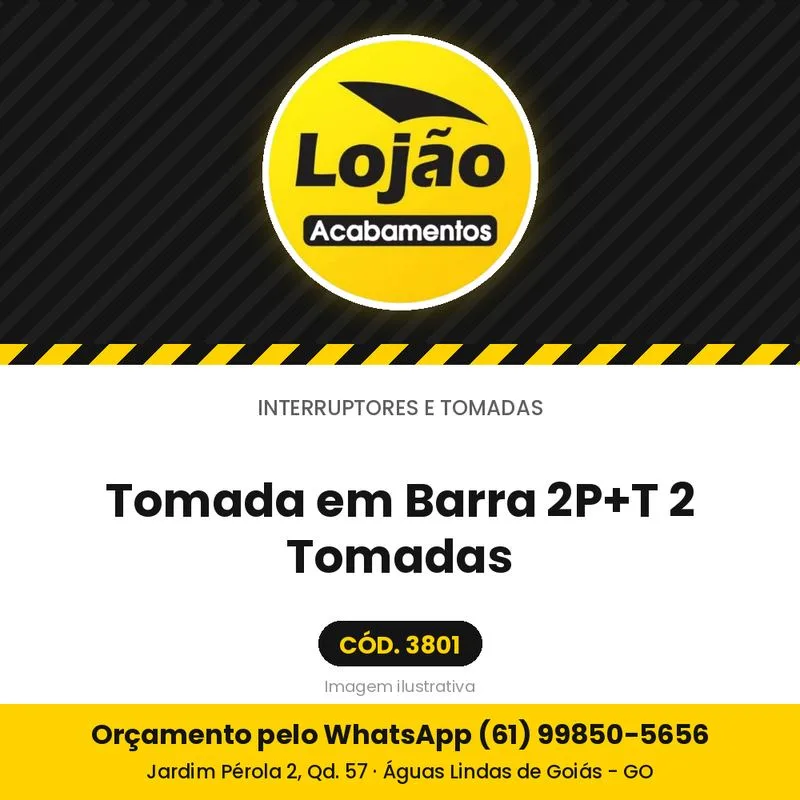Tomada em Barra 2P+T 2 Tomadas