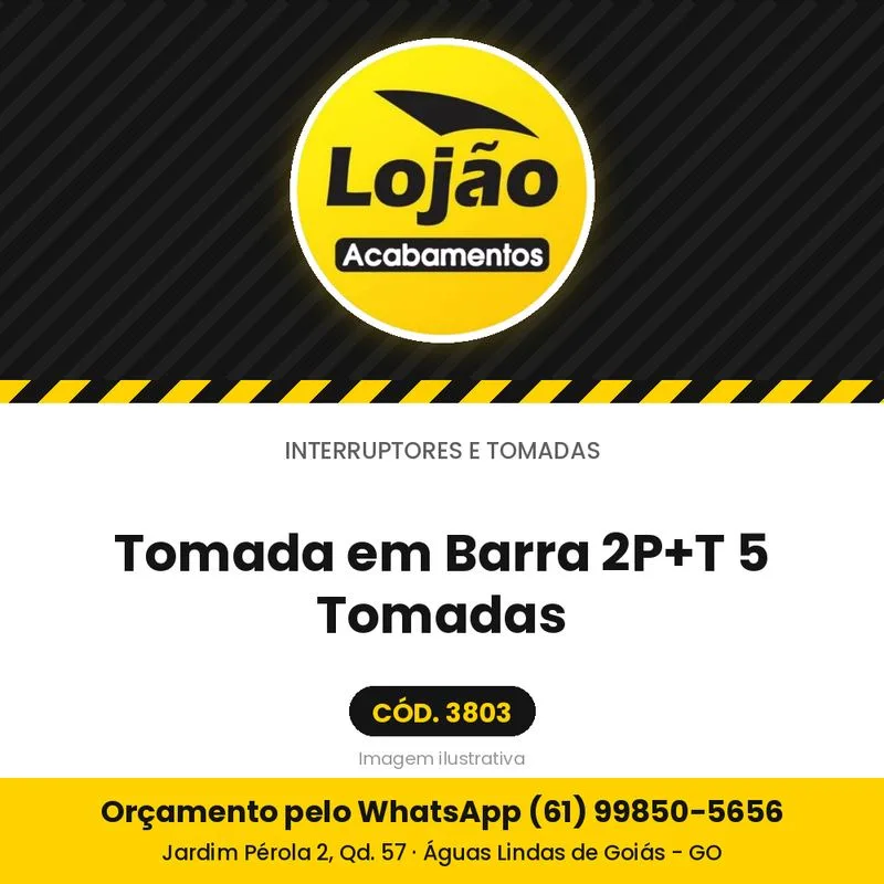 Tomada em Barra 2P+T 5 Tomadas