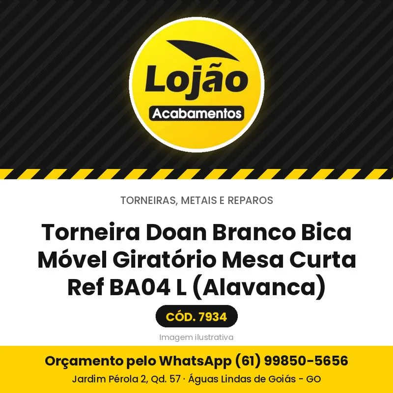 Torneira Doan Branco Bica Móvel Giratório Mesa Curta Ref BA04 L (Alavanca)