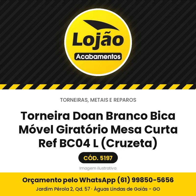Torneira Doan Branco Bica Móvel Giratório Mesa Curta Ref BC04 L (Cruzeta)