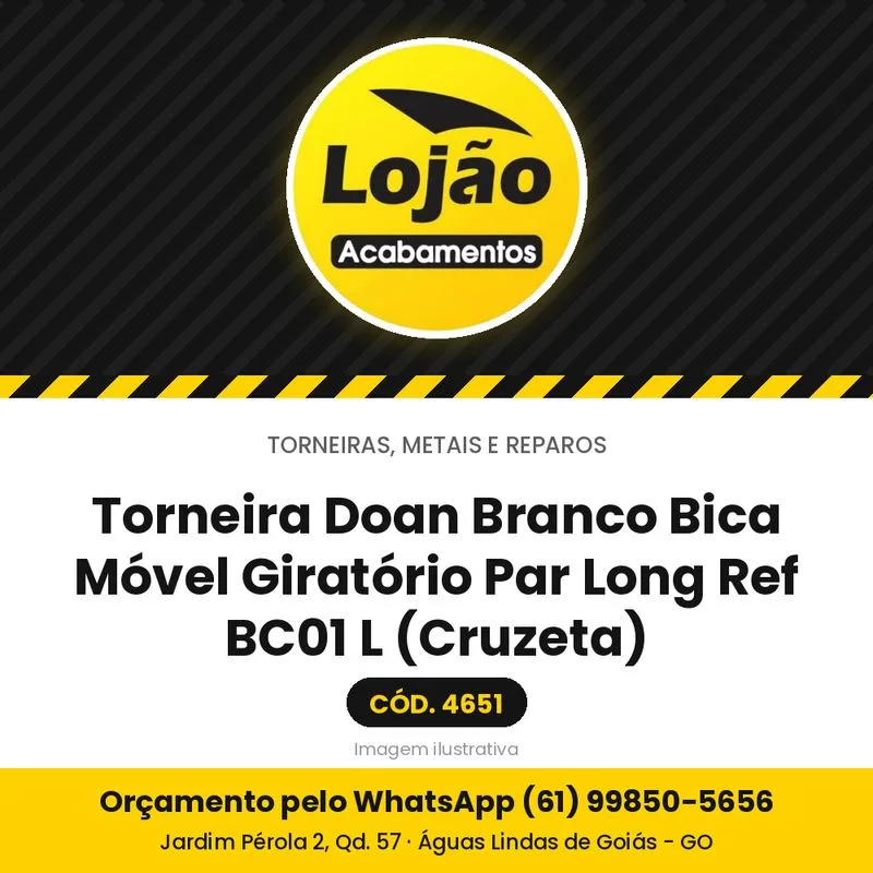 Torneira Doan Branco Bica Móvel Giratório Par Long Ref BC01 L (Cruzeta)