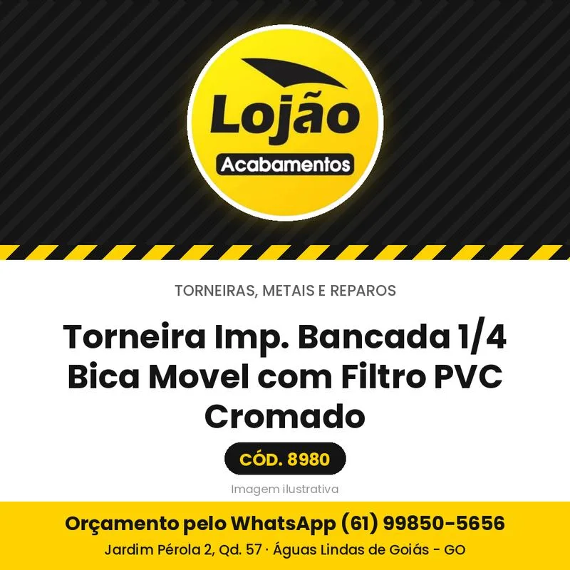 Torneira Imp. Bancada 1/4 Bica Movel com Filtro PVC Cromado