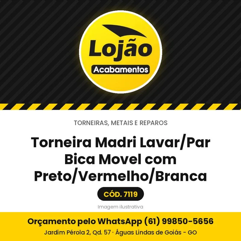Torneira Madri Lavar/Par Bica Movel com Preto/Vermelho/Branca