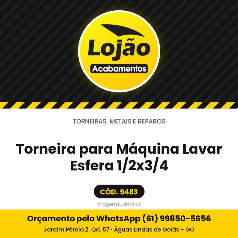 Torneira para Máquina Lavar Esfera 1/2x3/4