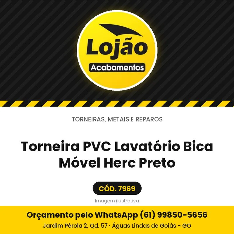 Torneira PVC Lavatório Bica Móvel Herc Preto