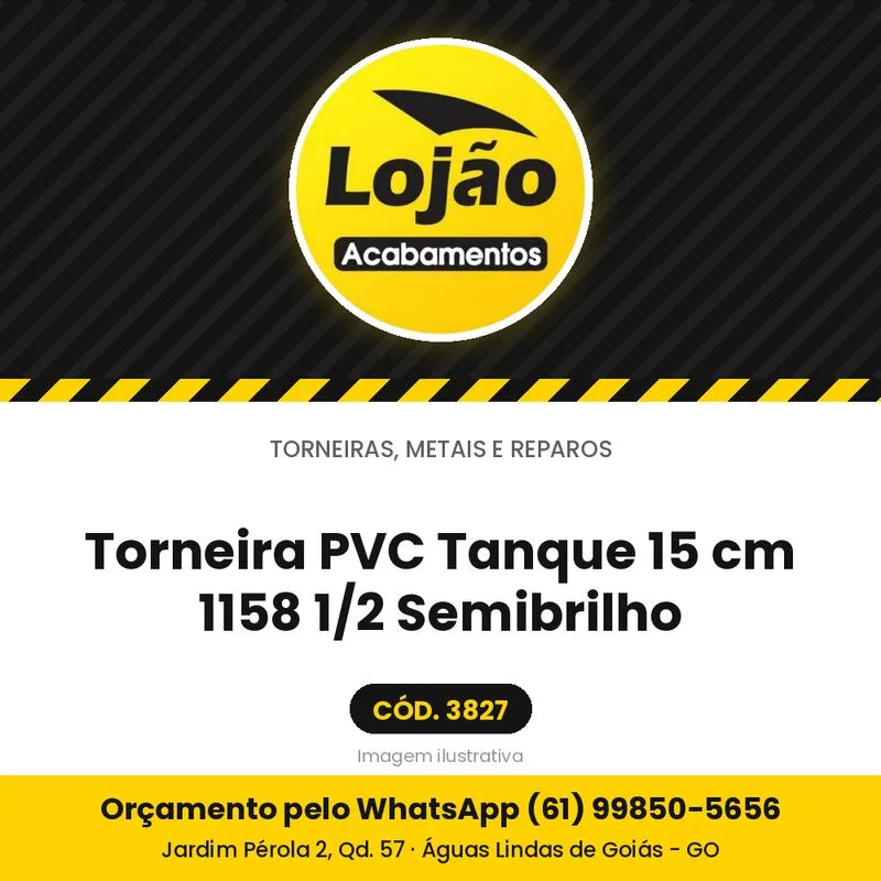 Torneira PVC Tanque 15 cm 1158 1/2 Semibrilho