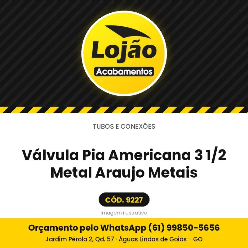 Válvula Pia Americana 3 1/2 Metal Araujo Metais