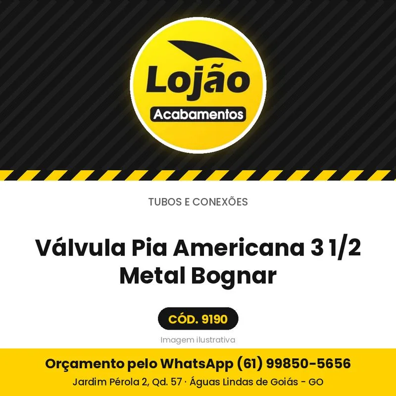 Válvula Pia Americana 3 1/2 Metal Bognar