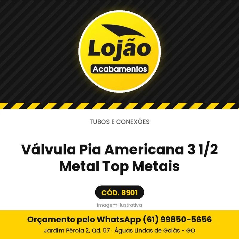 Válvula Pia Americana 3 1/2 Metal Top Metais